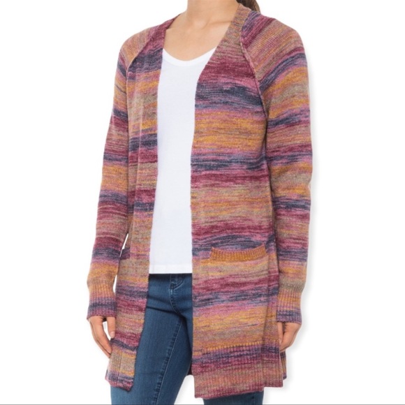 LUCKY BRAND Space Dye Malibu Open Front Cardigan Sweater with Hand Pockets S NWT - Picture 2 of 11